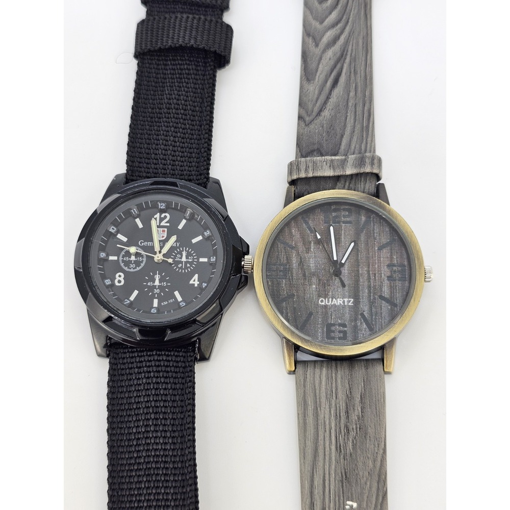 2X Men's Analog Watches 40MM Black Gray Dial Black Gray Bands New Battery